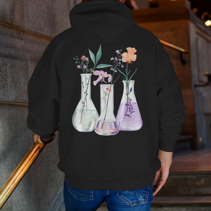 Flowers Test Tube Chemistry Student Science Teacher Women Men Zip Up Hoodie Back Print, Science Teacher Hoodies, funny gift