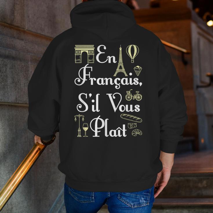 French Teacher En Francais S'Il Vous Plait End Of Year Men Zip Up Hoodie Back Print, funny gift
