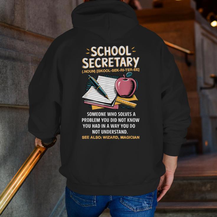 Front Office Teacher Admin Meaning School Secretary Men Zip Up Hoodie Back Print, funny gift