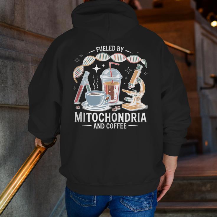 Fueled By Mitochondria Coffee Science Teacher Student Men Zip Up Hoodie Back Print, Science Teacher Hoodies, funny gift