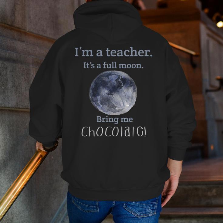 Full Moon Teacher Humor For Men Women Girls Kids Men Zip Up Hoodie Back Print, funny gift