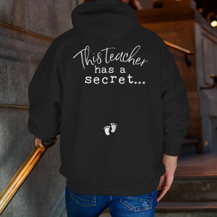 Fun Pregnant Teacher Announcement Idea- Footprints On Tummy Men Zip Up Hoodie Back Print, funny gift