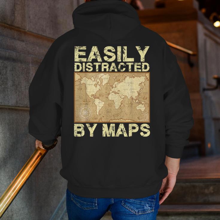 Geography Teacher Easily Distracted By Maps Men Zip Up Hoodie Back Print, funny gift Geography Teacher Easily Distracted By Maps Men Zip Up Hoodie Back Print, funny gift