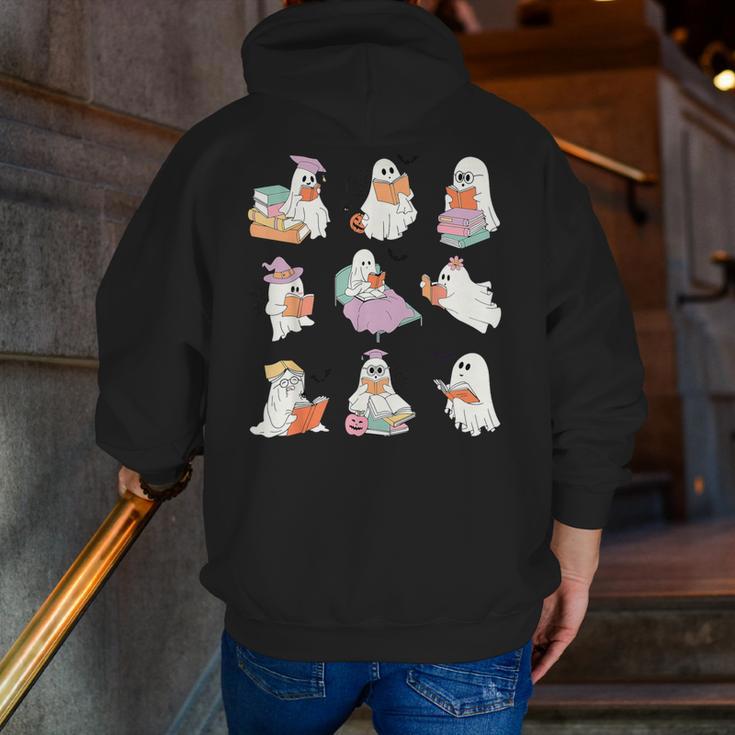 Ghost Book Reading Halloween Books Lover Teacher Kids Men Zip Up Hoodie Back Print, funny gift Ghost Book Reading Halloween Books Lover Teacher Kids Men Zip Up Hoodie Back Print, funny gift