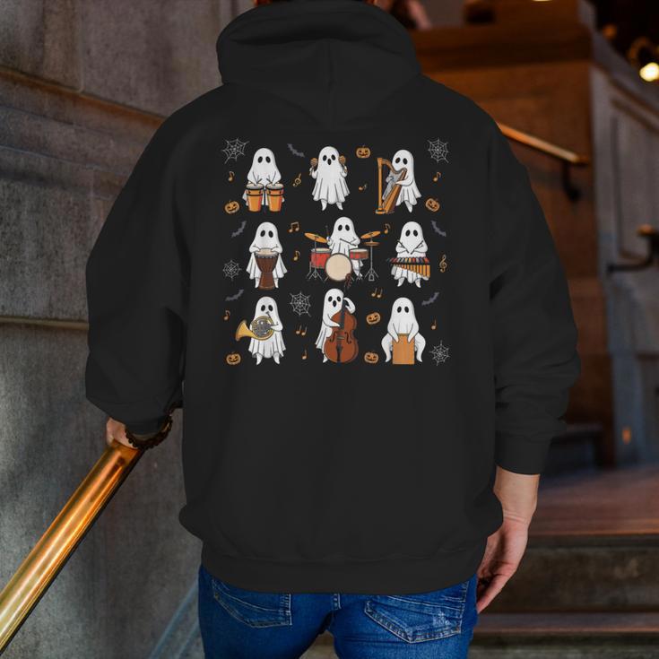 Ghost Music Teacher Halloween Musician Costume Men Zip Up Hoodie Back Print, funny gift