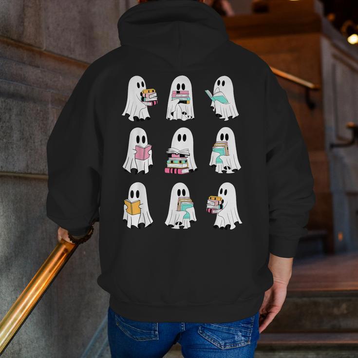 Ghost Reading Books Spooky Librarian Teacher Women Men Zip Up Hoodie Back Print, funny gift Ghost Reading Books Spooky Librarian Teacher Women Men Zip Up Hoodie Back Print, funny gift