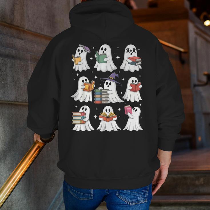 Ghost Reading Teacher Halloween Costume Librarian Book Lover Men Zip Up Hoodie Back Print, funny gift Ghost Reading Teacher Halloween Costume Librarian Book Lover Men Zip Up Hoodie Back Print, funny gift