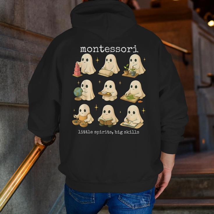 Ghosts Halloween Montessori Teacher Educator Costume Men Zip Up Hoodie Back Print, funny gift