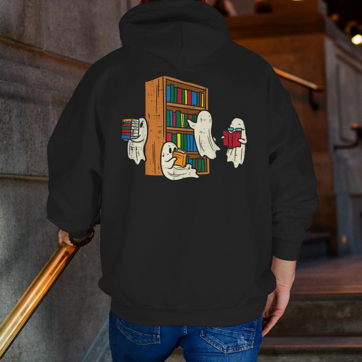 Ghosts Reading Books Teacher Halloween Librarian Boooks Men Zip Up Hoodie Back Print, funny gift