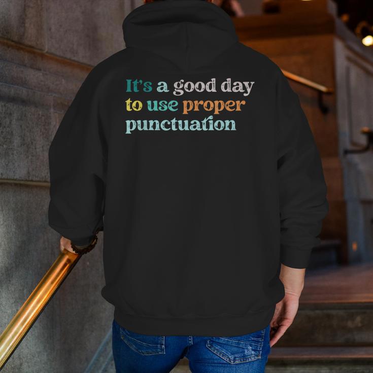Grammar English Teacher It's a Good Day To Use Punctuation Men Zip Up Hoodie Back Print, English Teacher Hoodies, funny gift