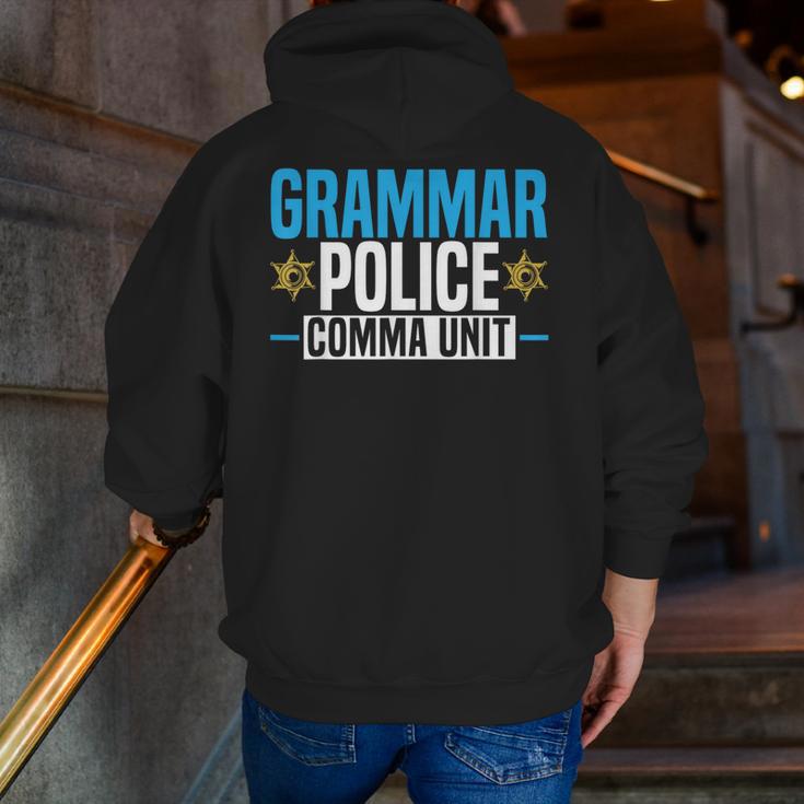 Grammar Police Comma Unit English Teacher Grammar Teacher For Men Women Men Zip Up Hoodie Back Print, English Teacher Hoodies, funny gift