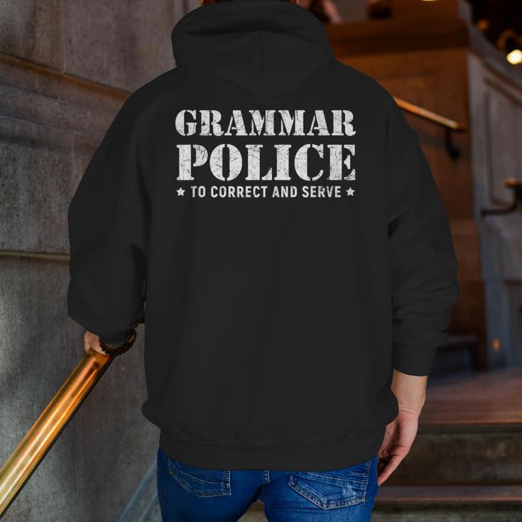 Grammar Police T Shirt English Teacher Men Zip Up Hoodie Back Print, English Teacher Hoodies, funny gift