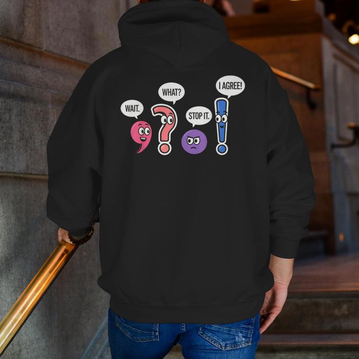 Grammar Teacher Wait What Stop It I Agree Humor Men Zip Up Hoodie Back Print, funny gift