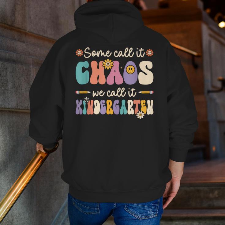 Groovy Some Call It Chaos We Call It Kindergarten Teacher Men Zip Up Hoodie Back Print, Groovy Teacher Hoodies, funny gift Groovy Some Call It Chaos We Call It Kindergarten Teacher Men Zip Up Hoodie Back Print, Groovy Teacher Hoodies, funny gift
