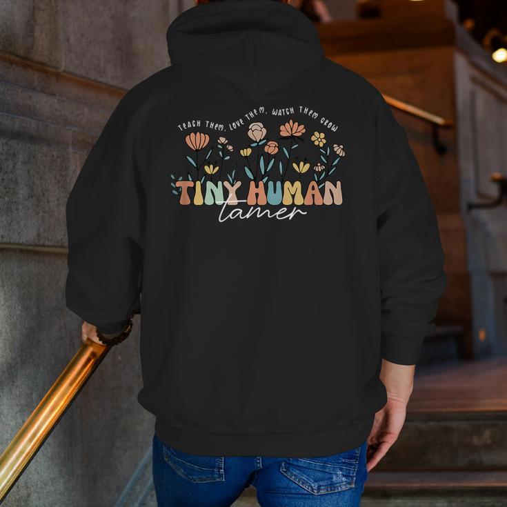 Groovy Tiny Human Tamer Floral Kindergarten Teacher Men Zip Up Hoodie Back Print, Groovy Teacher Hoodies, funny gift Groovy Tiny Human Tamer Floral Kindergarten Teacher Men Zip Up Hoodie Back Print, Groovy Teacher Hoodies, funny gift