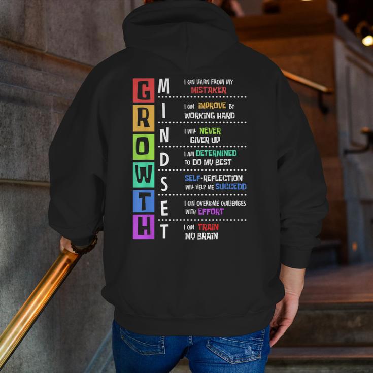 Growth Mindset Positive Motivational Classroom Teacher Learn Men Zip Up Hoodie Back Print, funny gift