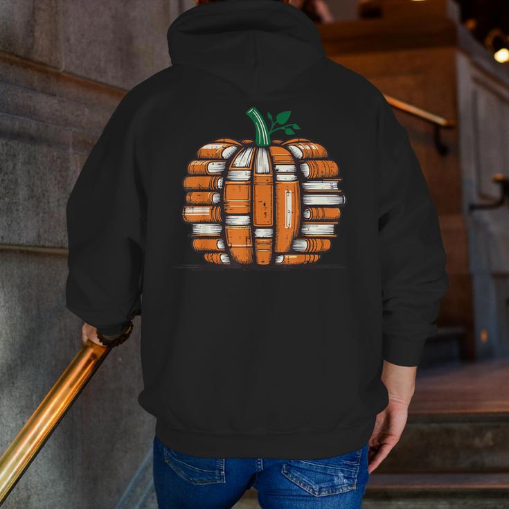 Halloween Books Pumpkin Reading Teacher Fall Men Women Men Zip Up Hoodie Back Print, funny gift