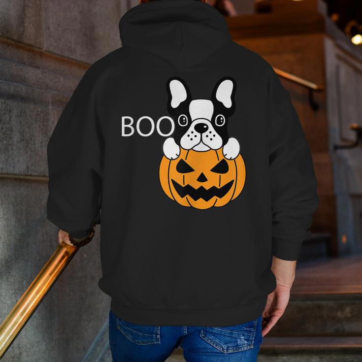 The Halloween Boston Terrier Men Zip Up Hoodie Back Print, Boston Terrier Halloween Hoodies, funny gift