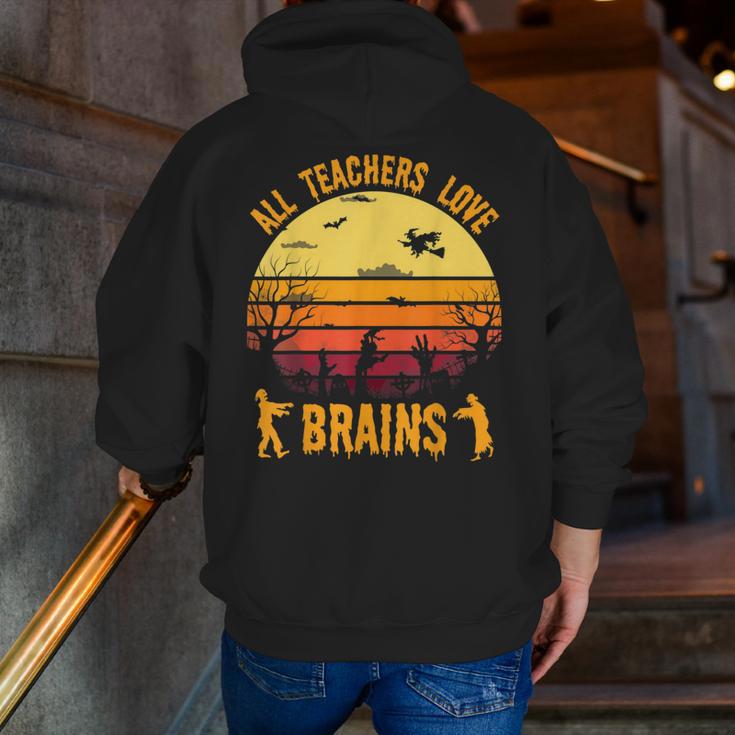 Halloween Costume Teacher Love Brains Zombie Men Zip Up Hoodie Back Print, funny gift Halloween Costume Teacher Love Brains Zombie Men Zip Up Hoodie Back Print, funny gift