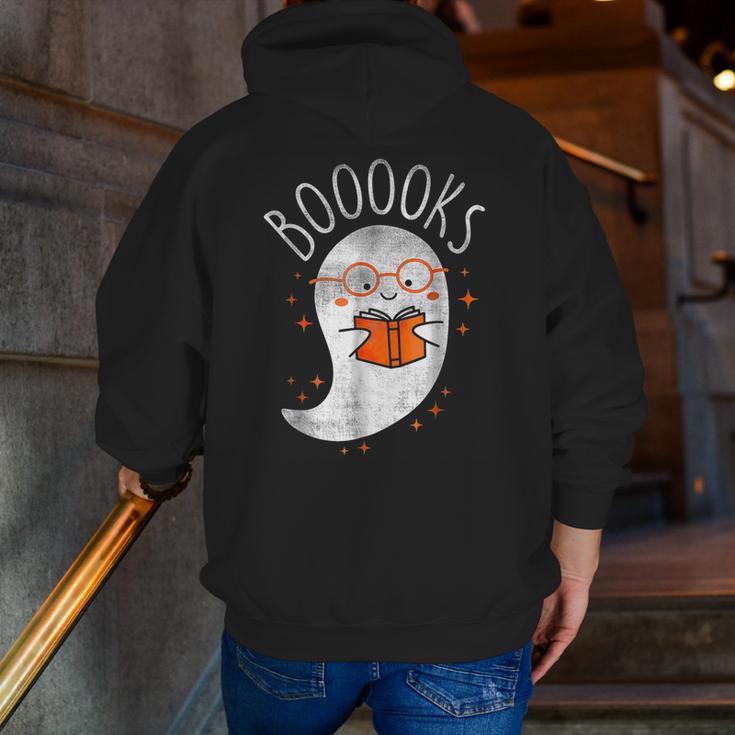 Halloween Cute Ghost Book Reading Teacher Men Zip Up Hoodie Back Print, funny gift Halloween Cute Ghost Book Reading Teacher Men Zip Up Hoodie Back Print, funny gift