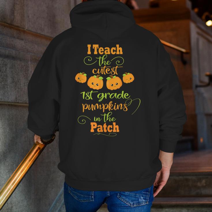 Halloween Cutest Pumpkins First Grade Teacher Men Zip Up Hoodie Back Print, First Grade Teacher Hoodies, funny gift