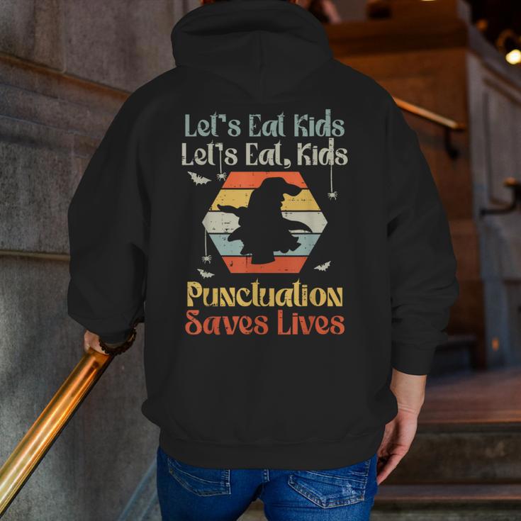 Halloween Lets Eat Kids English Teacher Costume Women Men Zip Up Hoodie Back Print, English Teacher Hoodies, funny gift