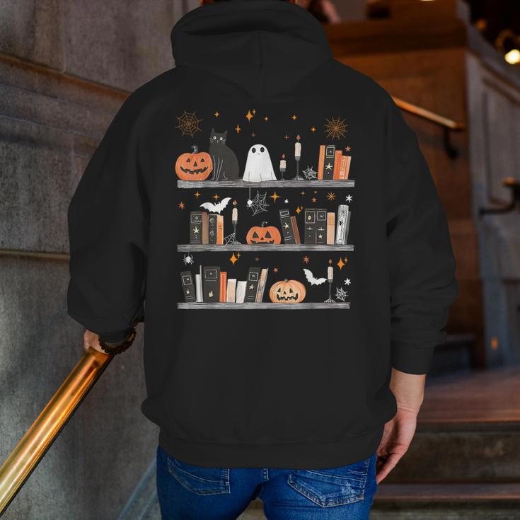 Halloween Library Ghost Books Teacher Spooky Trick Or Teach Men Zip Up Hoodie Back Print, funny gift