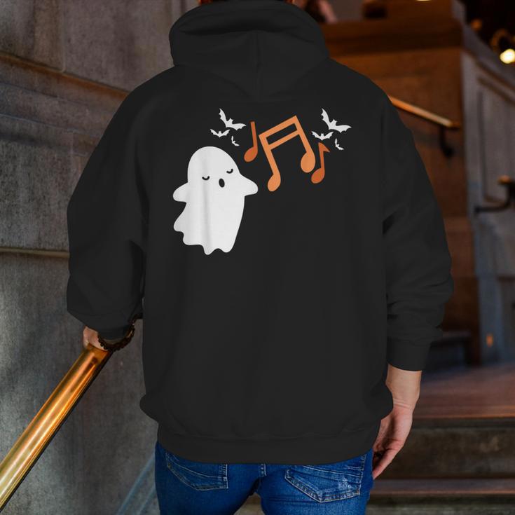Halloween Music Note Ghost Teacher Fall Musical Instrument Men Zip Up Hoodie Back Print, funny gift