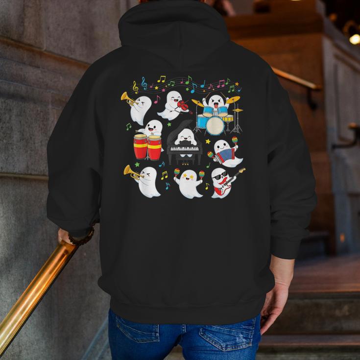 Halloween Music Teacher Ghost Playing Musical Instruments Men Zip Up Hoodie Back Print, funny gift Halloween Music Teacher Ghost Playing Musical Instruments Men Zip Up Hoodie Back Print, funny gift