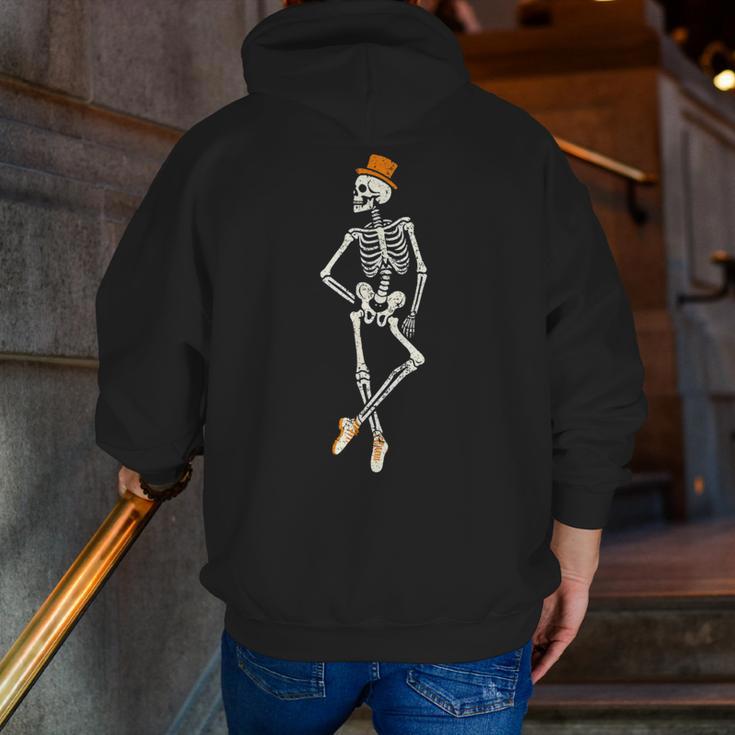 Halloween Skeleton Tap Dance Ballet Dance Teacher Men Zip Up Hoodie Back Print, funny gift