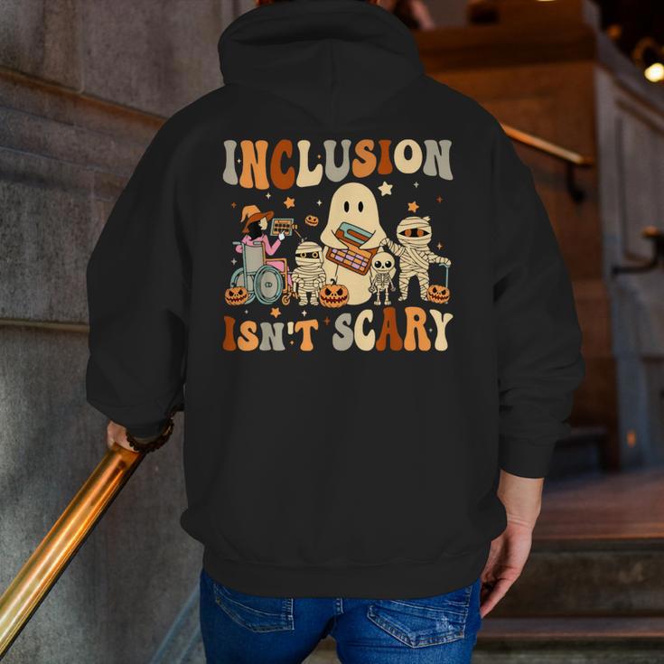 Halloween SLP Sped Teacher Groovy Inclusion Isn't Scary Men Zip Up Hoodie Back Print, Groovy Teacher Hoodies, funny gift