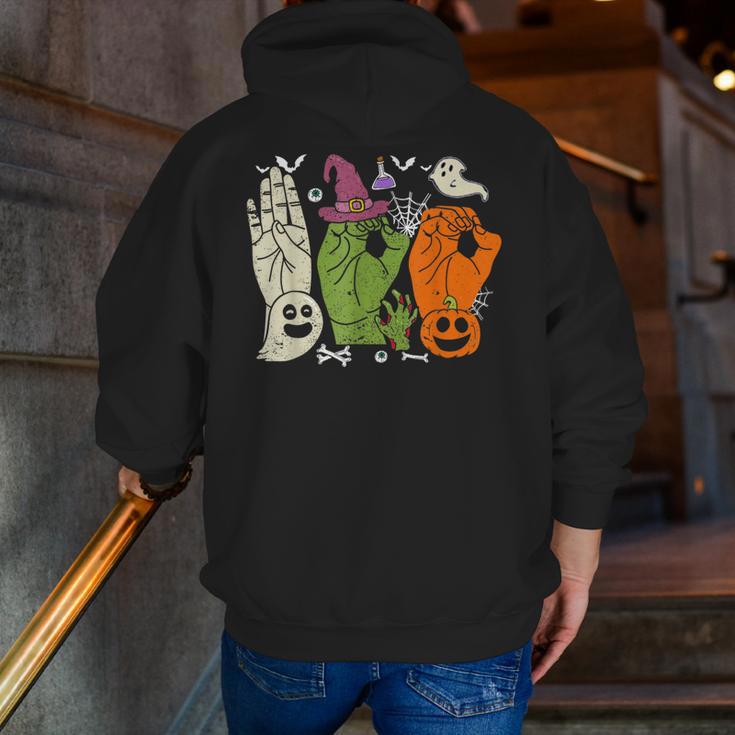 Halloween SPED Teacher Boo In ASL Boo Hands Sign Language Men Zip Up Hoodie Back Print, funny gift Halloween SPED Teacher Boo In ASL Boo Hands Sign Language Men Zip Up Hoodie Back Print, funny gift