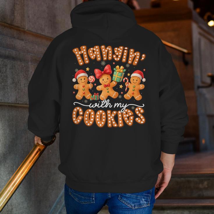 Hangin With My Cookies Gingerbread Men Women Xmas Teacher Men Zip Up Hoodie Back Print, funny gift