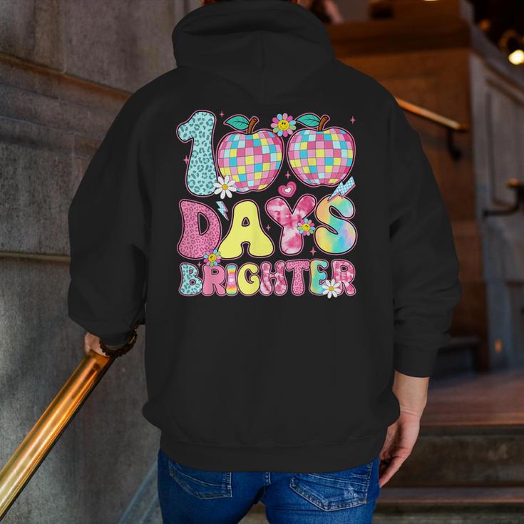 Happy 100th Day Of School 100 Days Brighter Teachers Kids Men Zip Up Hoodie Back Print, funny gift