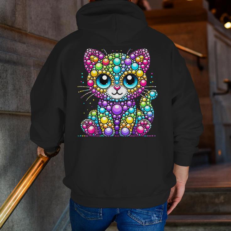Happy Dot Day Colorful Polka Dot Cat Kitten Teachers Kids Men Zip Up Hoodie Back Print, funny gift