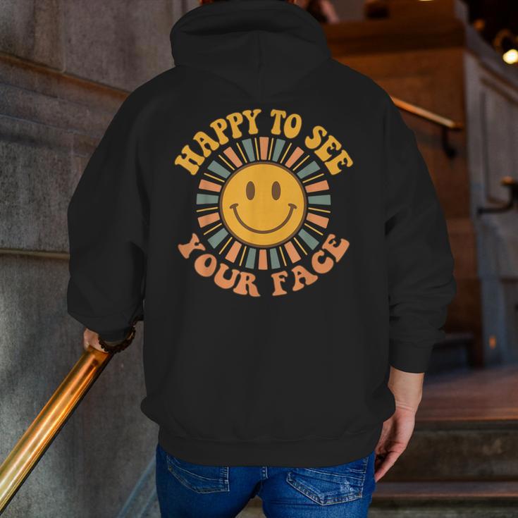 Happy To See Your Face Retro Happy Teacher Back To School Men Zip Up Hoodie Back Print, funny gift