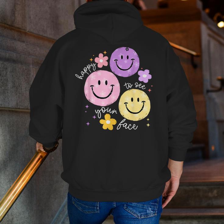 Happy To See Your Face Teacher Flower Back To School Men Zip Up Hoodie Back Print, funny gift Happy To See Your Face Teacher Flower Back To School Men Zip Up Hoodie Back Print, funny gift