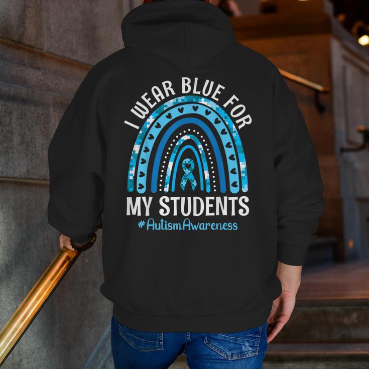 Happy Teacher I Wear Blue For My Students Autism Awareness Men Zip Up Hoodie Back Print, funny gift Happy Teacher I Wear Blue For My Students Autism Awareness Men Zip Up Hoodie Back Print, funny gift