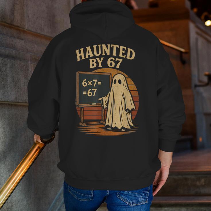 Haunted By 67 Ghost Math Joke Student Halloween Nerd Teacher Men Zip Up Hoodie Back Print, funny gift