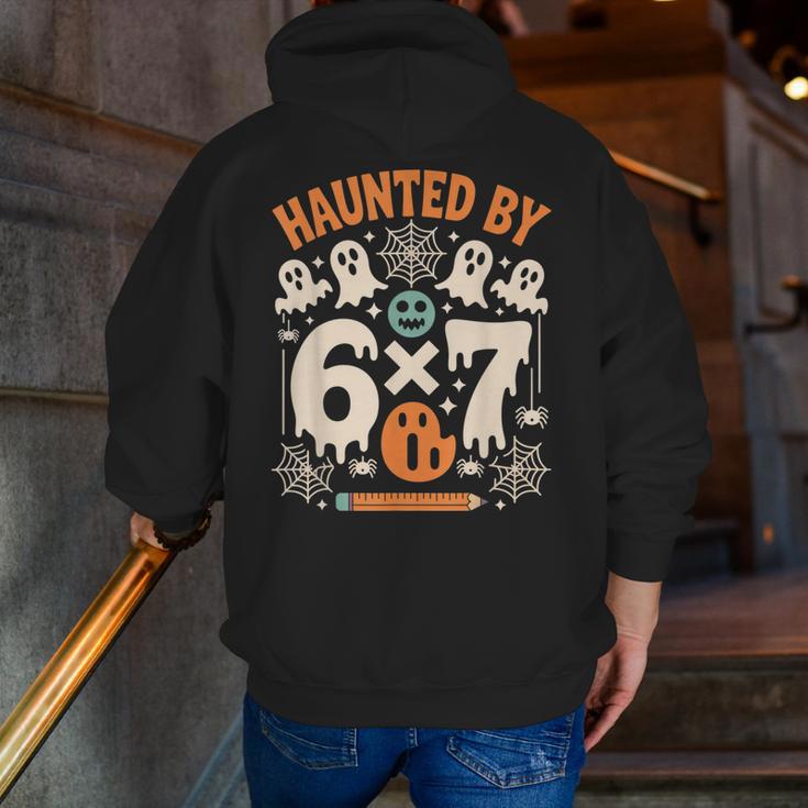 Haunted By 6x7 Math Teacher Halloween Pun Men Zip Up Hoodie Back Print, funny gift Haunted By 6x7 Math Teacher Halloween Pun Men Zip Up Hoodie Back Print, funny gift