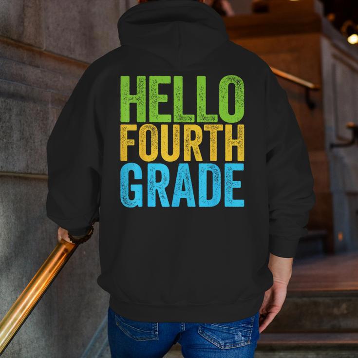 Hello Fourth Grade Shirt 4th Grade Boy Girl Student Teacher Men Zip Up Hoodie Back Print, 4th Grade Teacher Hoodies, funny gift