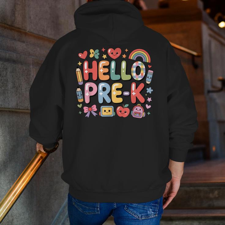 Hello Pre-K Back To School Teacher Student Fun Graphic Tee Men Zip Up Hoodie Back Print, funny gift Hello Pre-K Back To School Teacher Student Fun Graphic Tee Men Zip Up Hoodie Back Print, funny gift