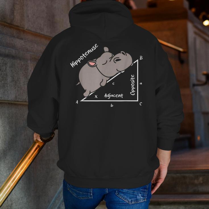 Hippotenuse Hippo Angle Function Hypotenuse Math Teacher Men Zip Up Hoodie Back Print, funny gift