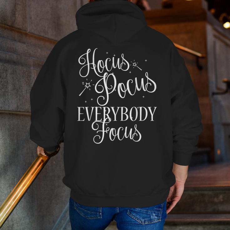 Hocus Pocus Everybody Focus Teacher Halloween Shirt Men Zip Up Hoodie Back Print, funny gift