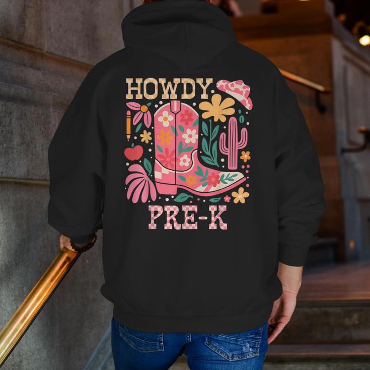 Howdy Pre-K Cowgirls Teacher Back To School Men Zip Up Hoodie Back Print, funny gift