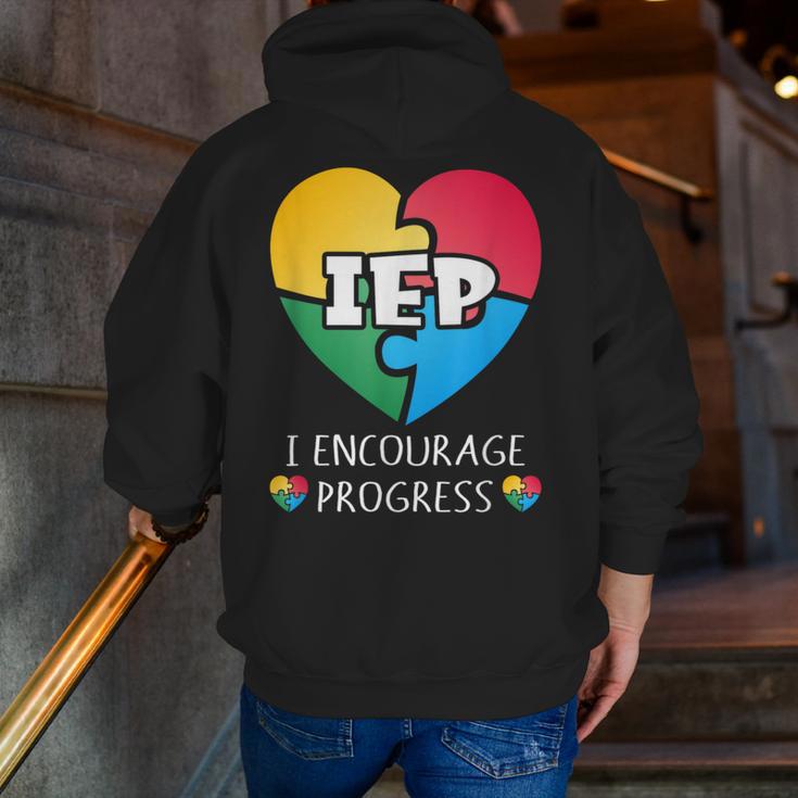 IEP I Encourage Progress Special Education School Teacher Men Zip Up Hoodie Back Print, funny gift