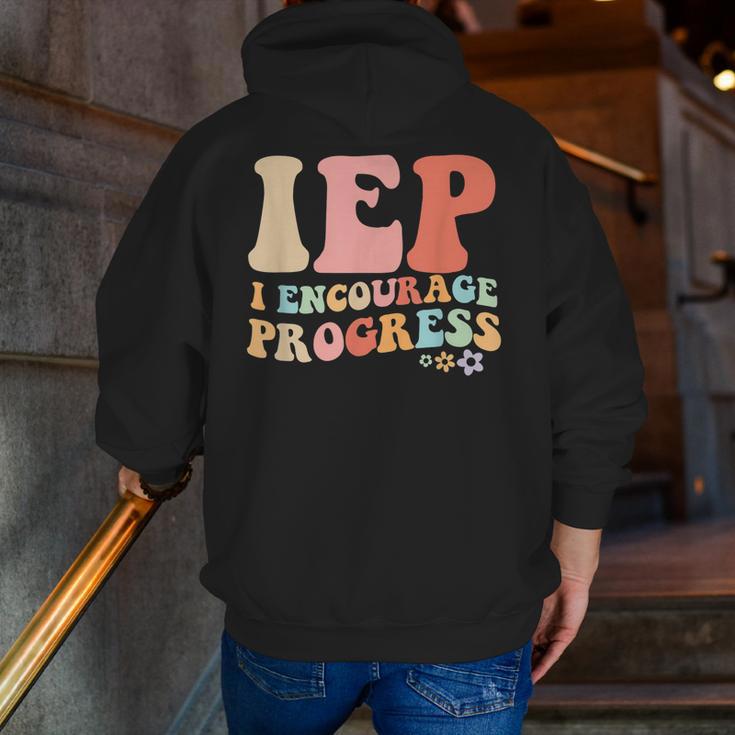 IEP I Encourage Progress Special Education Teacher Graphics Men Zip Up Hoodie Back Print, funny gift