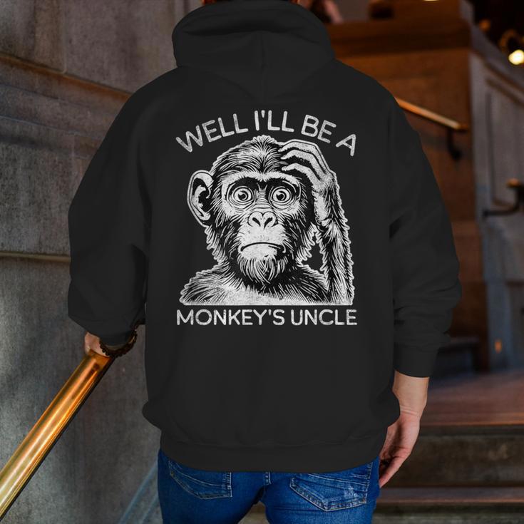Well I'Ll Be a Monkey's Uncle Teacher And Student Men Zip Up Hoodie Back Print, funny gift