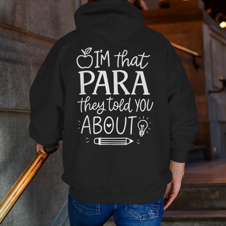 I'm That Paraprofessional They Told You About Retro Teacher Men Zip Up Hoodie Back Print, funny gift