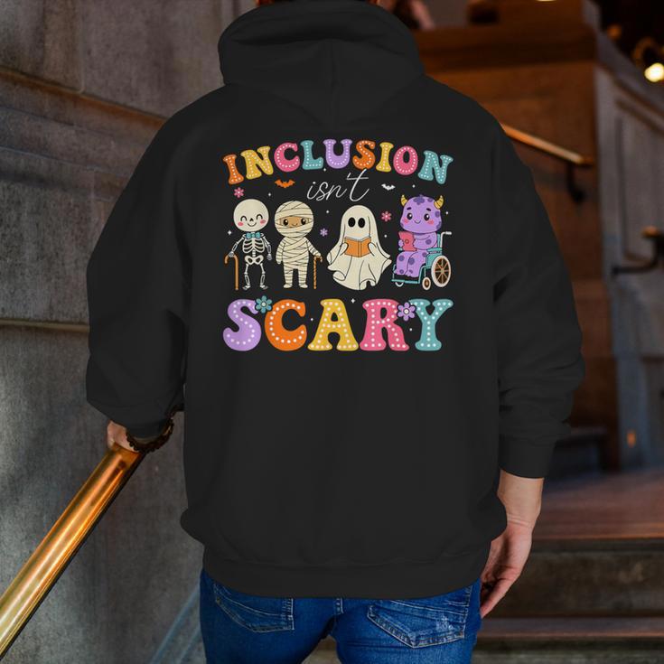 Inclusion Isn't Scary Ghost Halloween SLP Sped Teacher Men Zip Up Hoodie Back Print, funny gift Inclusion Isn't Scary Ghost Halloween SLP Sped Teacher Men Zip Up Hoodie Back Print, funny gift
